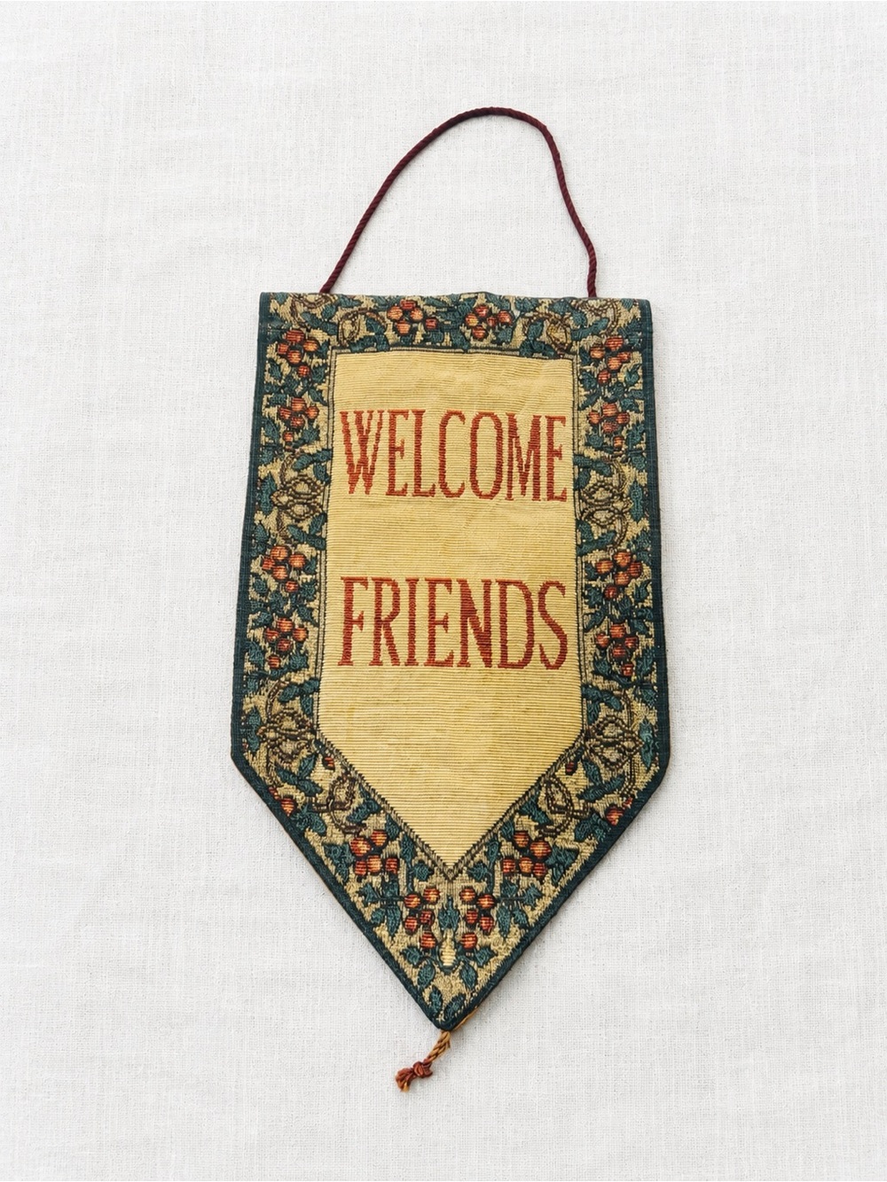 Welcome Friends Tapestry Wall Hanging - Gold and Teal